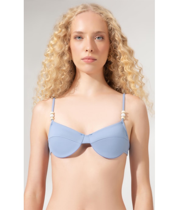 Top Meia Taça Reto Allure Azul Seco