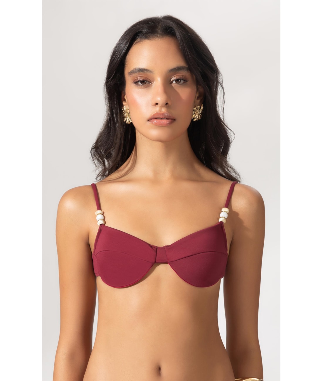Top Meia Taça Reto Allure Bordeaux