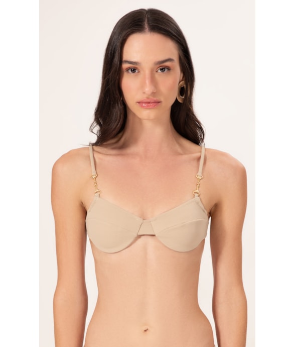 Top Meia Taça Reto Canelado Sculpt Areia