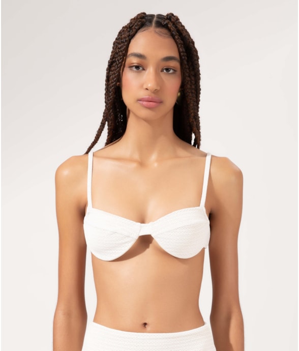 Top Meia Taça Reto Comfort Jacquard Ibiz Off White