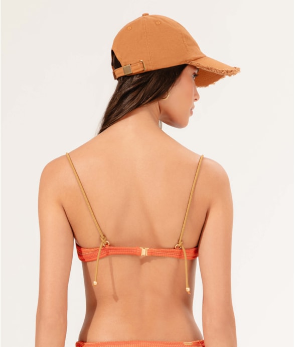 Top Meia Taça Reto Comfort Texture Laranja