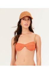 Top Meia Taça Reto Comfort Texture Laranja