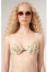 Top Meia Taça Reto Jacquard Brocado Natural