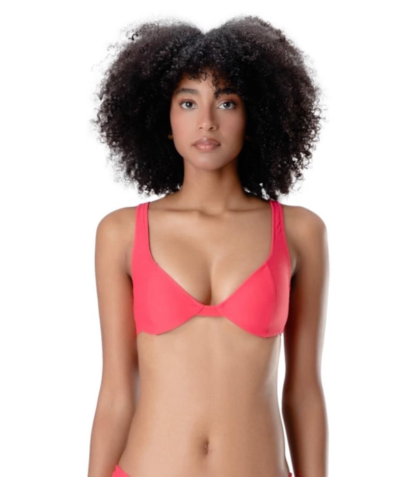 Top Meia Taça Retrô Comfort Corais Magenta