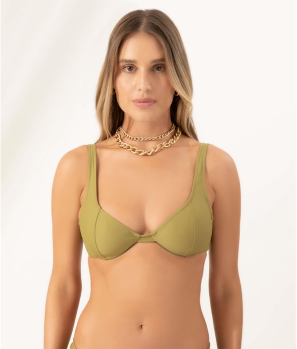 Top Meia Taça Retrô Comfort Corais Pistache