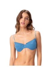 Top Meia Taça Retro Comfort Terere Azul Seco
