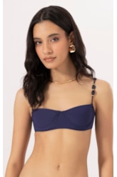 Top Meia Taça Retro Crepe Ocean Marinho