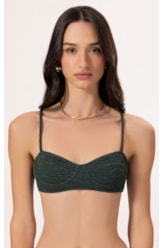 Top Meia Taça Retrô Crepe Shine Verde Escuro