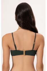 Top Meia Taça Retrô Crepe Shine Verde Escuro