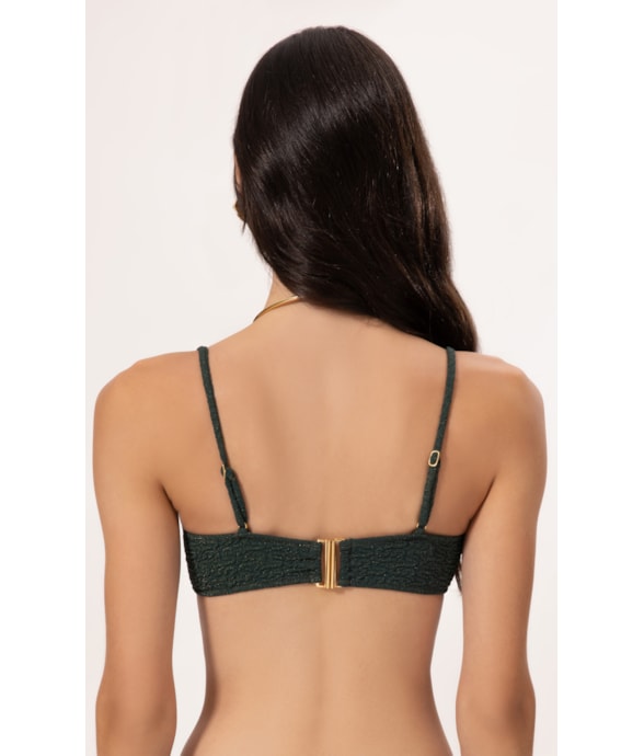 Top Meia Taça Retrô Crepe Shine Verde Escuro