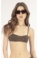 Top Meia Taça Retrô Jacquard Foliage Cafe