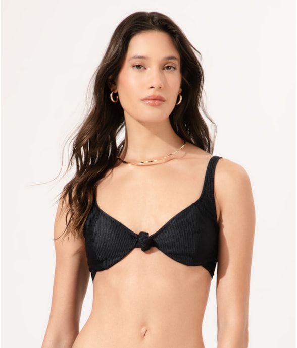 Top Meia Taça Retro Nó Comfort Atlântico Preto