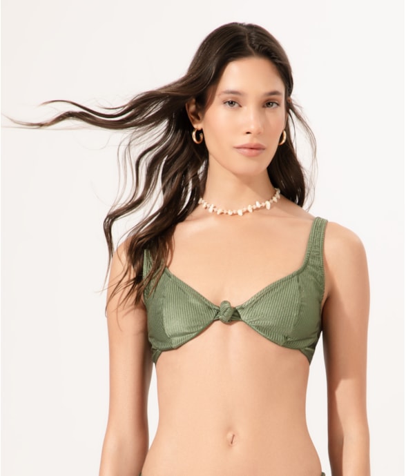 Top Meia Taça Retro Nó Comfort Atlântico Verde Militar