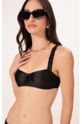 Top Meia Taça Retrô Satin Skin Preto