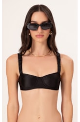 Top Meia Taça Retrô Satin Skin Preto