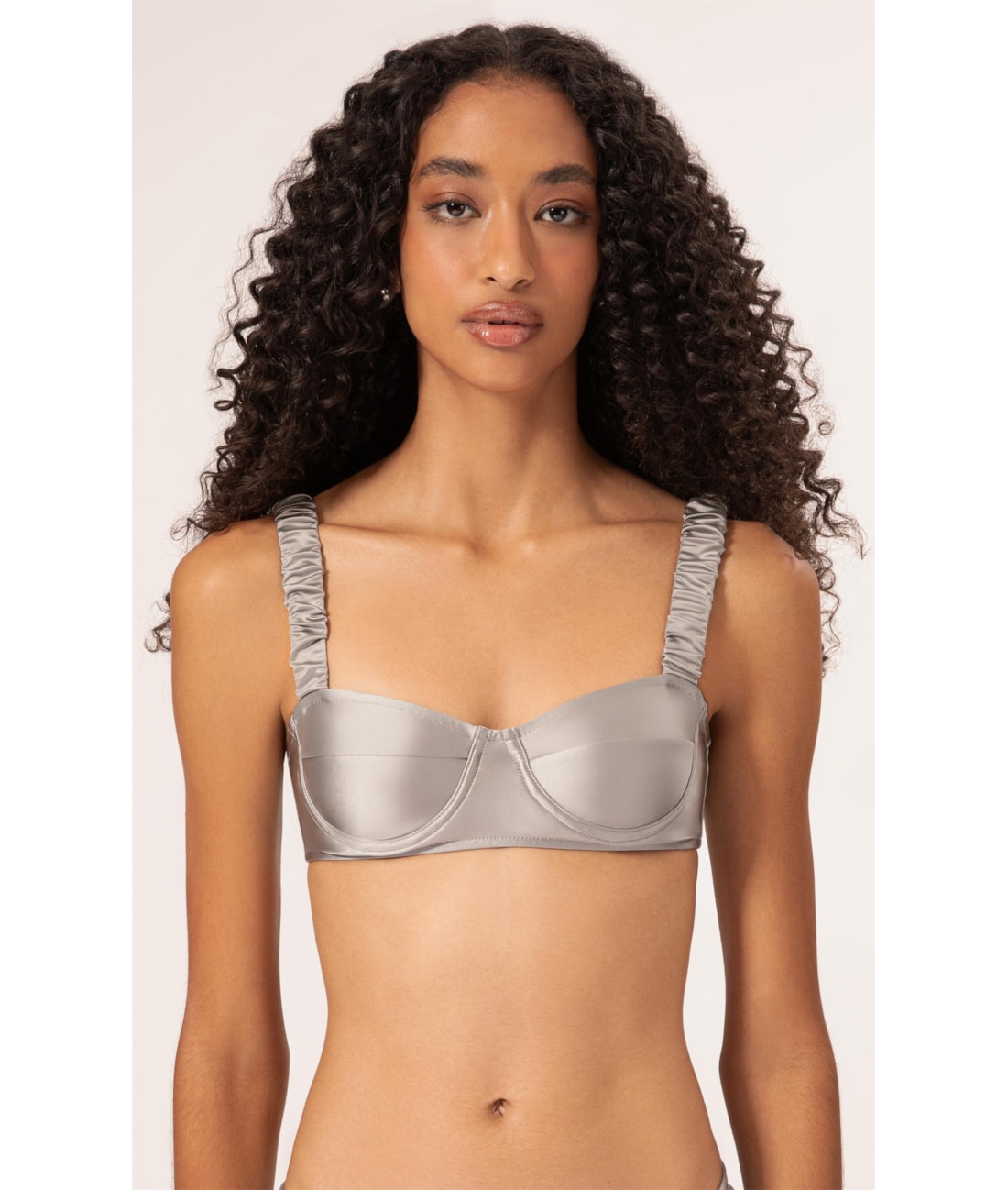 Top Meia Taça Retrô Satin Skin Silver Gray