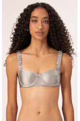 Top Meia Taça Retrô Satin Skin Silver Gray