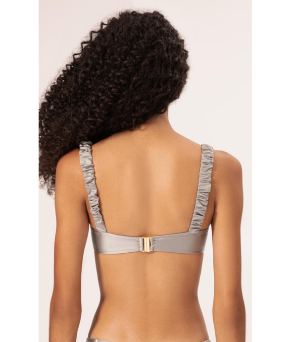Top Meia Taça Retrô Satin Skin Silver Gray