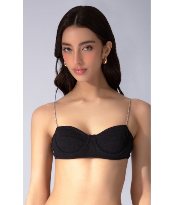 Top Meia Taça Retrô Sky Preto