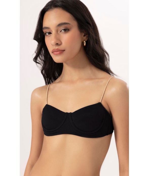 Top Meia Taça Retrô Sky Preto