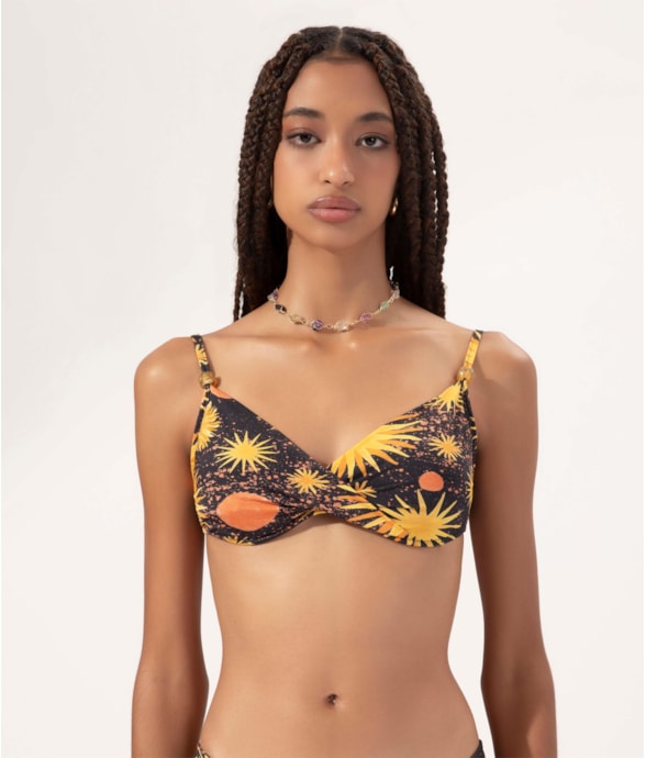 Top Meia Taça Transpassado Comfor Verano Preto