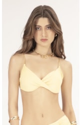 Top Meia Taça Transpassado Comfort Fluid Amarelo Manteiga