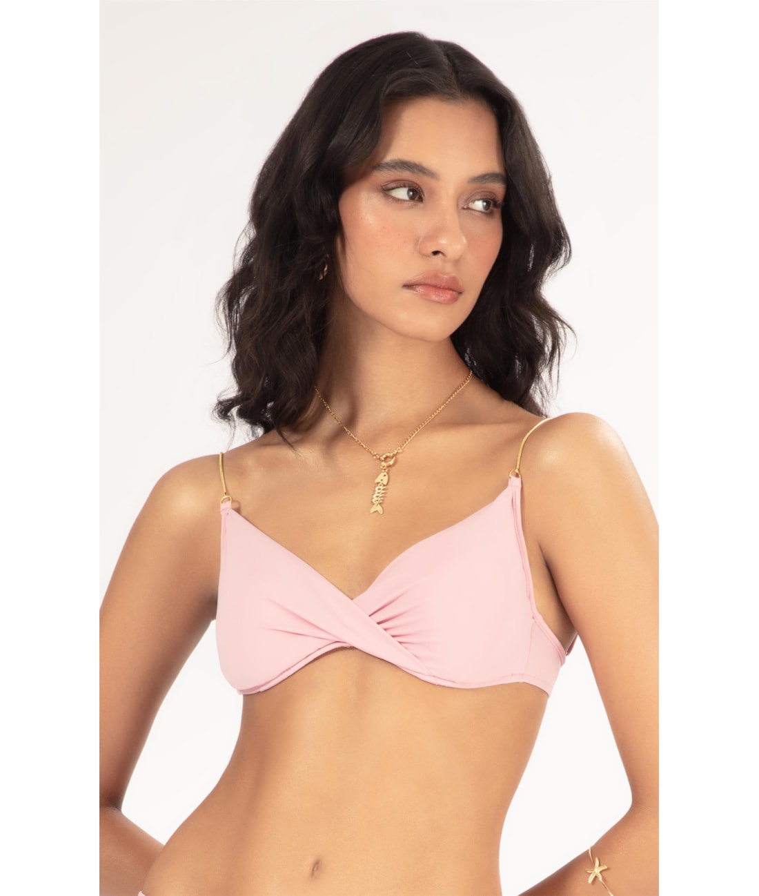 Top Meia Taça Transpassado Comfort Fluid Rosa