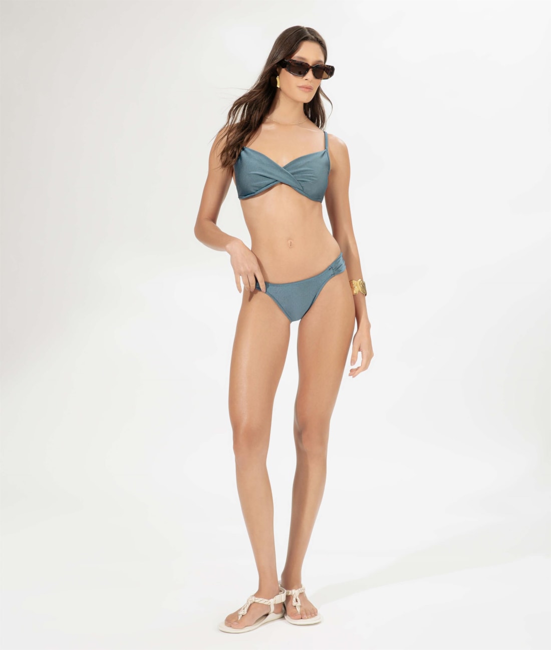 Top Meia Taça Transpassado Comfort Sunset Azul Bic
