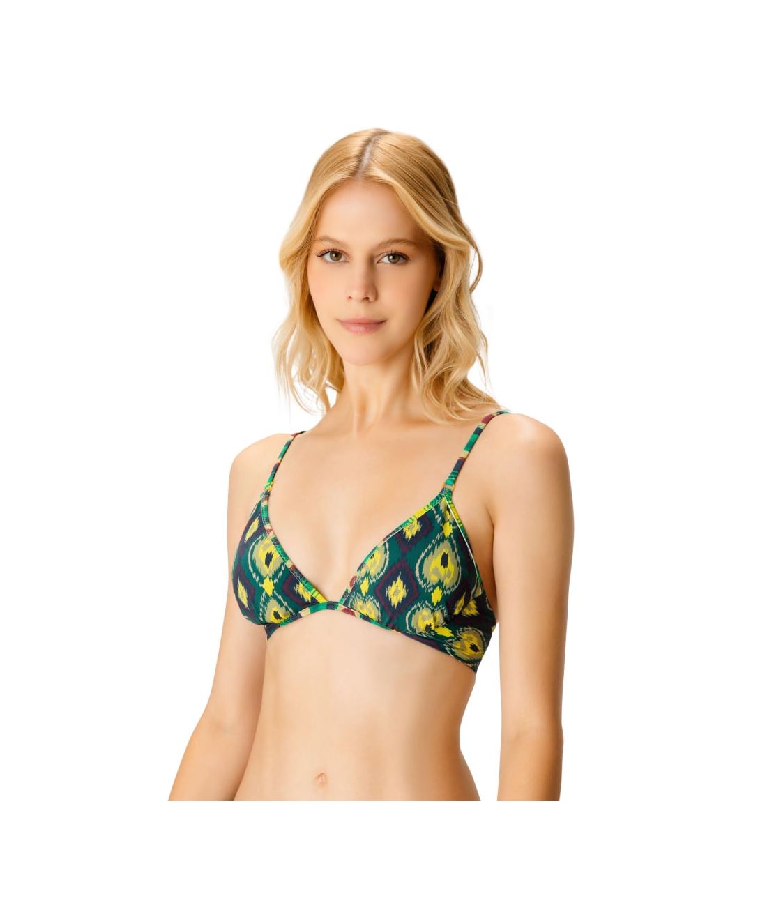 Top Meia Taça Vies Comfort Color Ikat Verde Escuro
