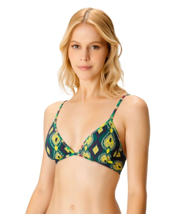 Top Meia Taça Vies Comfort Color Ikat Verde Escuro