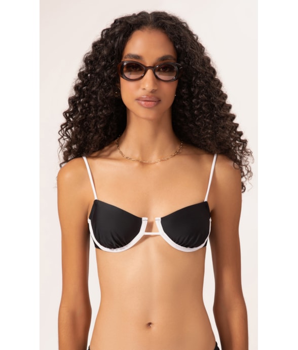 Top Meia Taça Viés Duo Preto
