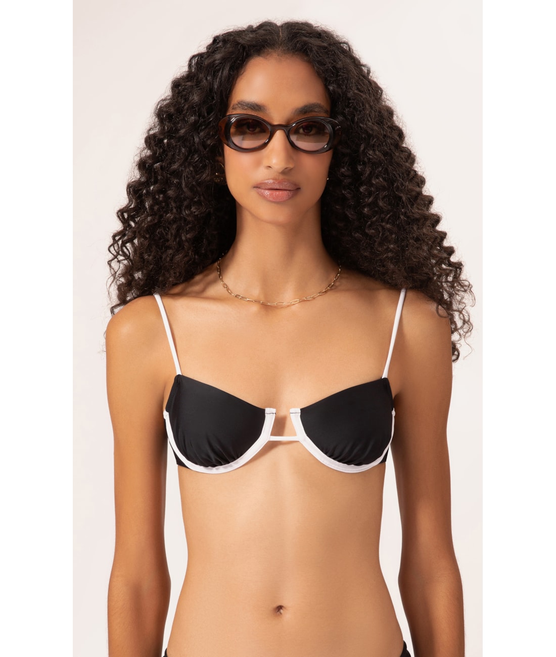 Top Meia Taça Viés Duo Preto
