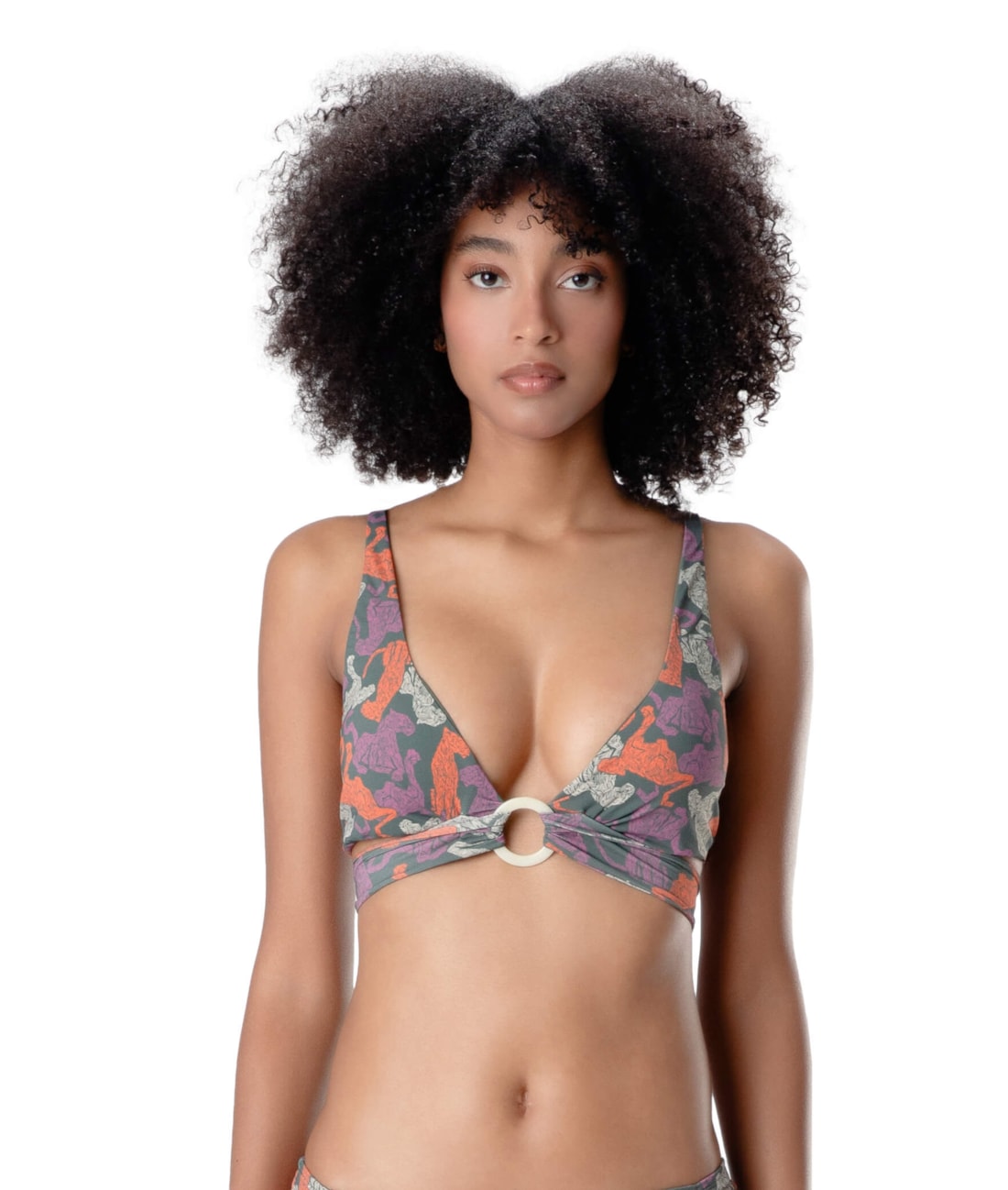 Top Regata Com Argola Fauna Verde Militar