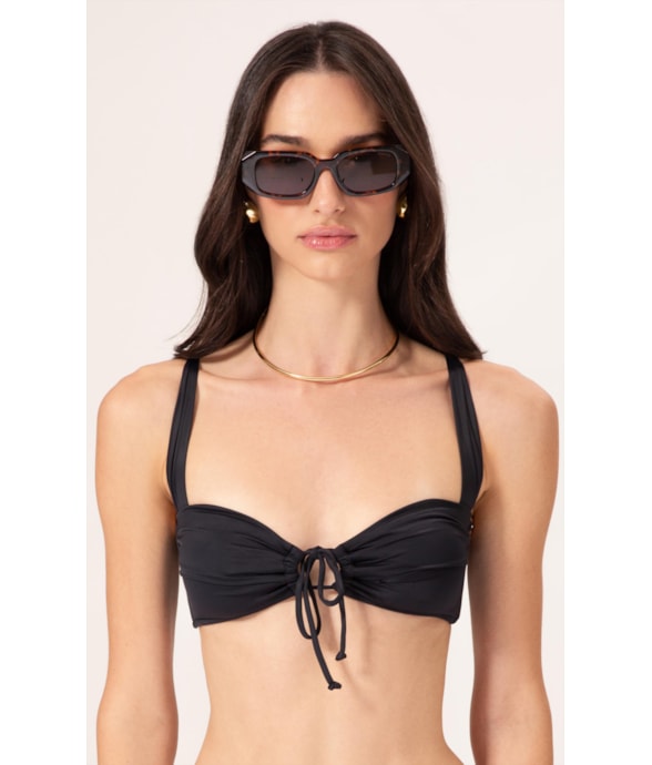 Top Regata Franzido Draping Preto