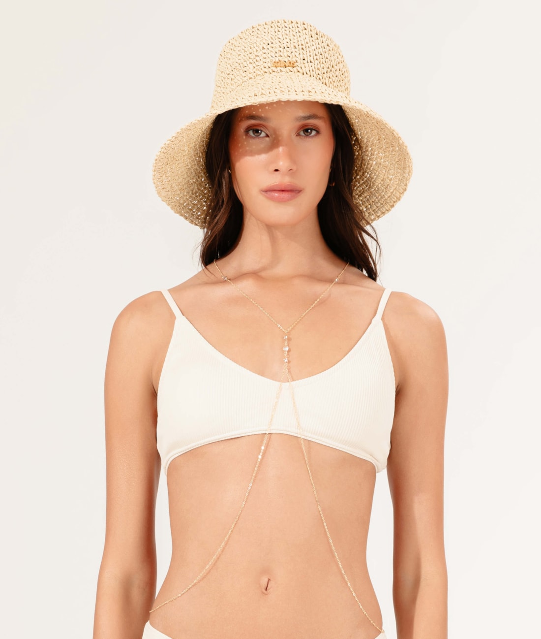 Top Regata Novo Viés Madras Off White