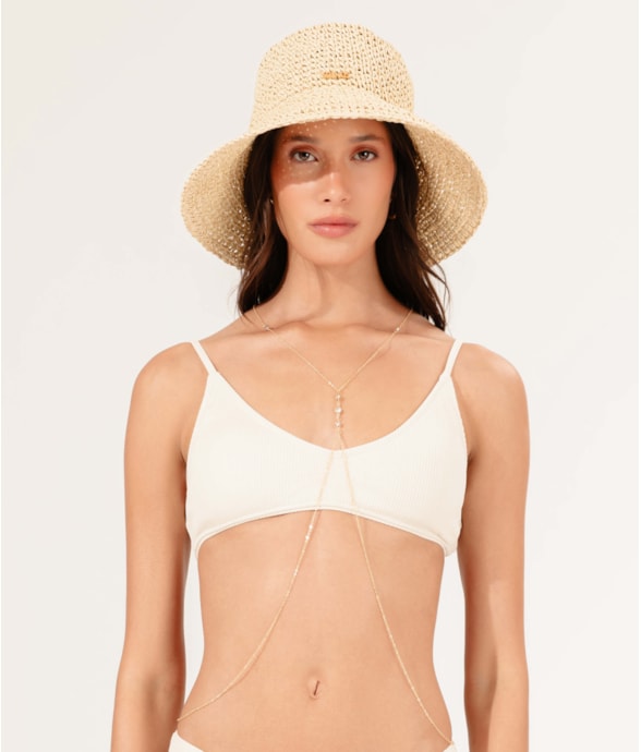 Top Regata Novo Viés Madras Off White