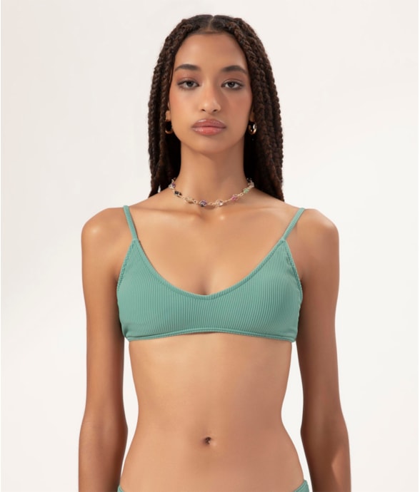 Top Regata Novo Viés Madras Verde Oliva