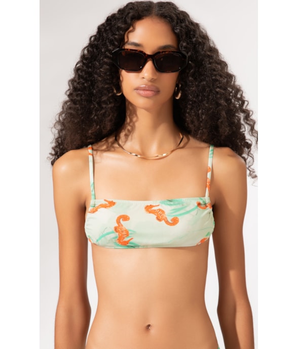 Top Reto Detalhe Costas Seahorse Verde Claro