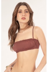 Top Reto Franzido Draping Marrom