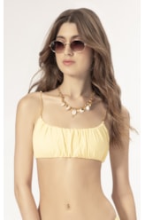 Top Reto Franzido Fluid Amarelo Manteiga