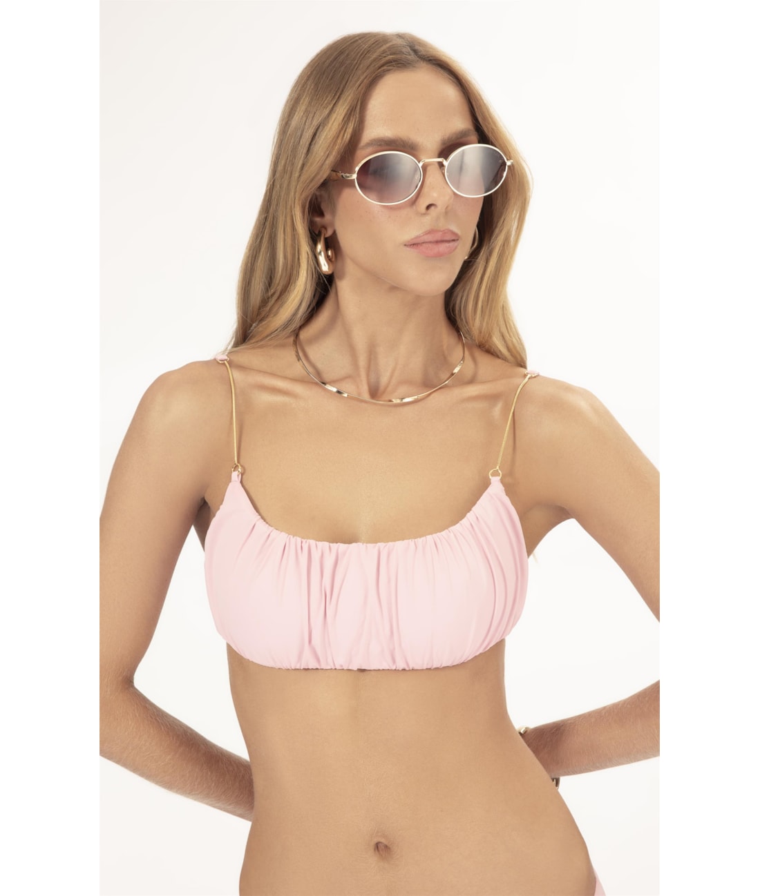 Top Reto Franzido Fluid Rosa