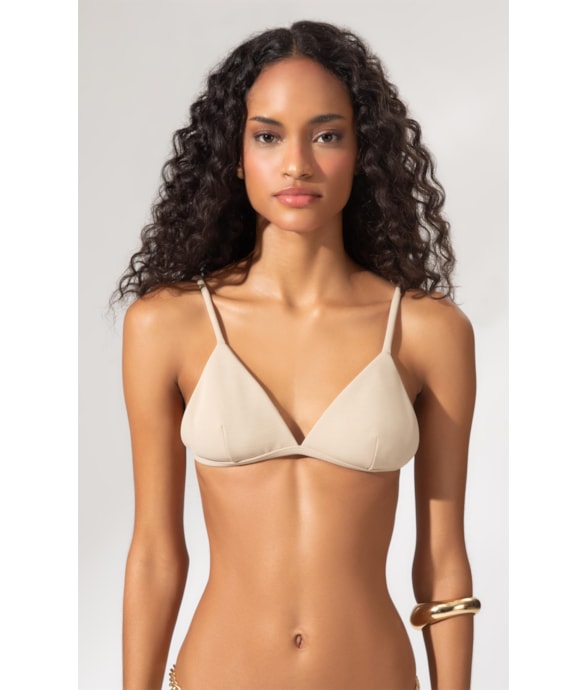Top Triâgulo Fixo Canelado Sculpt Areia