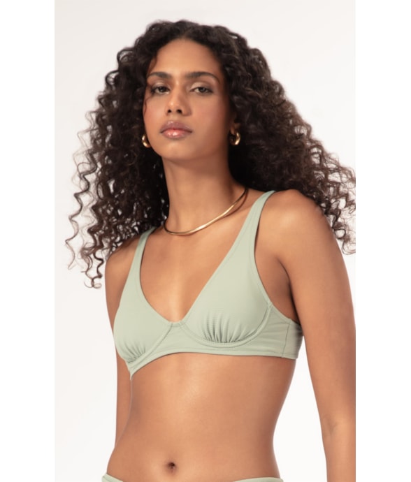 Top Triângulo Com Arco Comfort Essential Verde Oliva