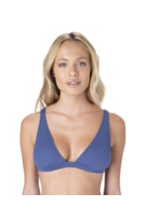 Top Triângulo Crochet Azul Claro