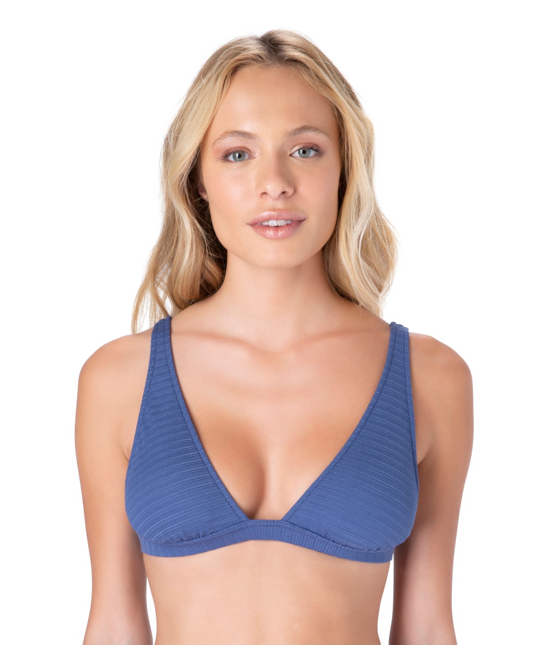 Top Triângulo Crochet Azul Claro