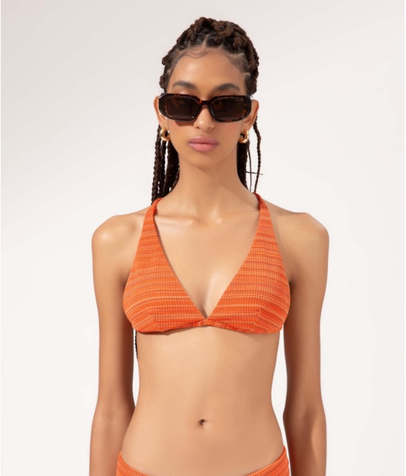 Top Triângulo Detalhe Costas Texture Laranja