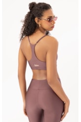 Top Triângulo Fitness Basics Marrom Escuro
