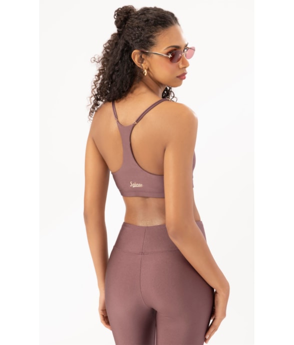 Top Triângulo Fitness Basics Marrom Escuro