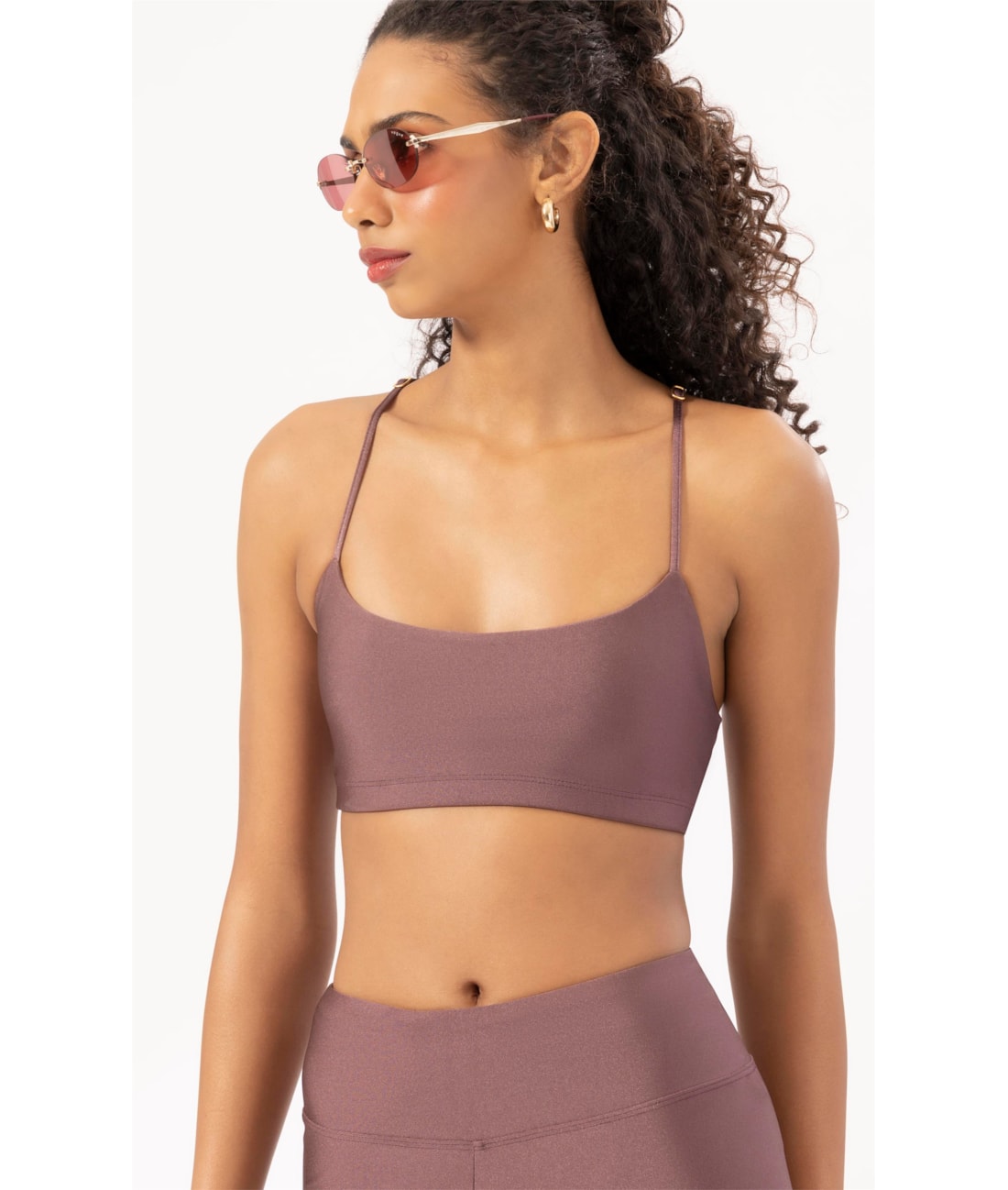 Top Triângulo Fitness Basics Marrom Escuro