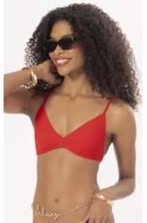 Top Triângulo Fixo Canelado Geo Vermelho
